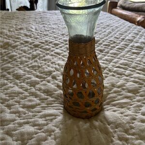 Woven Glass Wine Carafe with Natural Accents
